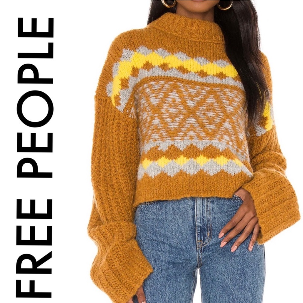 FREE PEOPLE  oversized crop turtleneck sweater